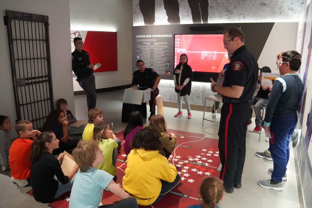 children at police school